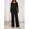 imagePRETTYGARDEN Womens 2 Piece Lounge Fall Sets 2025 Casual Long Sleeve Pajamas Comfy Pants Matching Travel Outfits ClothesBlack