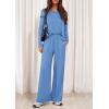 imagePRETTYGARDEN Womens 2 Piece Lounge Fall Sets 2025 Casual Long Sleeve Pajamas Comfy Pants Matching Travel Outfits ClothesBlue