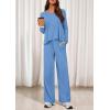 imagePRETTYGARDEN Womens 2 Piece Lounge Fall Sets 2025 Casual Long Sleeve Pajamas Comfy Pants Matching Travel Outfits ClothesBlue