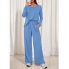 imagePRETTYGARDEN Womens 2 Piece Lounge Fall Sets 2025 Casual Long Sleeve Pajamas Comfy Pants Matching Travel Outfits ClothesBlue