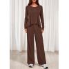 imagePRETTYGARDEN Womens 2 Piece Lounge Fall Sets 2025 Casual Long Sleeve Pajamas Comfy Pants Matching Travel Outfits ClothesBrown
