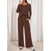 imagePRETTYGARDEN Womens 2 Piece Lounge Fall Sets 2025 Casual Long Sleeve Pajamas Comfy Pants Matching Travel Outfits ClothesBrown