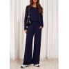 imagePRETTYGARDEN Womens 2 Piece Lounge Fall Sets 2025 Casual Long Sleeve Pajamas Comfy Pants Matching Travel Outfits ClothesNavy Blue