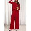 imagePRETTYGARDEN Womens 2 Piece Lounge Fall Sets 2025 Casual Long Sleeve Pajamas Comfy Pants Matching Travel Outfits ClothesRed