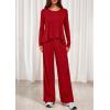 imagePRETTYGARDEN Womens 2 Piece Lounge Fall Sets 2025 Casual Long Sleeve Pajamas Comfy Pants Matching Travel Outfits ClothesRed