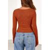 imagePRETTYGARDEN Womens Long Sleeve Cowl Neck Ribbed Knit Fall Shirts Slim Fit Ruched Going Out Crop Tops Basic TShirtsBurnt Orange