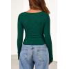 imagePRETTYGARDEN Womens Long Sleeve Cowl Neck Ribbed Knit Fall Shirts Slim Fit Ruched Going Out Crop Tops Basic TShirtsDark Green