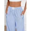 imagePRETTYGARDEN Womens Striped Pajama Pants 2025 Fall Fashion Clothing Lounge Sleep Pj Bottoms Comfy Casual Wide Leg TrousersBlue
