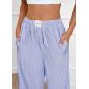 imagePRETTYGARDEN Womens Striped Pajama Pants 2025 Fall Fashion Clothing Lounge Sleep Pj Bottoms Comfy Casual Wide Leg TrousersNavy Blue