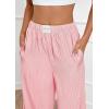 imagePRETTYGARDEN Womens Striped Pajama Pants 2025 Fall Fashion Clothing Lounge Sleep Pj Bottoms Comfy Casual Wide Leg TrousersRed
