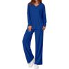 imagePRETTYGARDEN 2 Piece Lounge Sets for Women Fall Outfits 2025 Casual Loose Long Sleeve Tops Wide Leg Pants Matching Pajama SetRoyal Blue