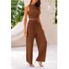 imagePRETTYGARDEN 2 Piece Sets for Women 2025 Summer Sleeveless Tank Ribbed Travel Beach Vacation Spring Lounge Wear OutfitsBrown