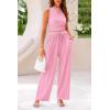 imagePRETTYGARDEN 2 Piece Sets for Women 2025 Summer Sleeveless Tank Ribbed Travel Beach Vacation Spring Lounge Wear OutfitsLight Pink