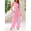 imagePRETTYGARDEN 2 Piece Sets for Women 2025 Summer Sleeveless Tank Ribbed Travel Beach Vacation Spring Lounge Wear OutfitsLight Pink