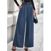 imagePRETTYGARDEN Womens Fall Wide Leg Trousers 2025 High Elastic Waist Loose Pleated Long Flowy Palazzo Work Pants with PocketsGrey Blue