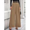 imagePRETTYGARDEN Womens Fall Wide Leg Trousers 2025 High Elastic Waist Loose Pleated Long Flowy Palazzo Work Pants with PocketsKhaki