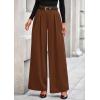 imagePRETTYGARDEN Womens Fall Wide Leg Trousers 2025 High Elastic Waist Loose Pleated Long Flowy Palazzo Work Pants with PocketsRed Brown