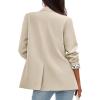 imagePRETTYGARDEN Blazers for Women 2025 Fall Work Office Suit Jackets Dressy Open Front Leopard Blazer Business Casual OutfitsBeige