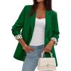 imagePRETTYGARDEN Blazers for Women 2025 Fall Work Office Suit Jackets Dressy Open Front Leopard Blazer Business Casual OutfitsGreen