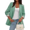 imagePRETTYGARDEN Blazers for Women 2025 Fall Work Office Suit Jackets Dressy Open Front Leopard Blazer Business Casual OutfitsLight Green