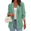 imagePRETTYGARDEN Blazers for Women 2025 Fall Work Office Suit Jackets Dressy Open Front Leopard Blazer Business Casual OutfitsLight Green