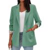 imagePRETTYGARDEN Blazers for Women 2025 Fall Work Office Suit Jackets Dressy Open Front Leopard Blazer Business Casual OutfitsLight Green