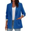 imagePRETTYGARDEN Blazers for Women 2025 Fall Work Office Suit Jackets Dressy Open Front Leopard Blazer Business Casual OutfitsRoyal Blue