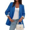 imagePRETTYGARDEN Blazers for Women 2025 Fall Work Office Suit Jackets Dressy Open Front Leopard Blazer Business Casual OutfitsRoyal Blue