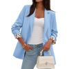 imagePRETTYGARDEN Blazers for Women 2025 Fall Work Office Suit Jackets Dressy Open Front Leopard Blazer Business Casual OutfitsSky Blue