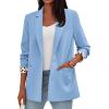 imagePRETTYGARDEN Blazers for Women 2025 Fall Work Office Suit Jackets Dressy Open Front Leopard Blazer Business Casual OutfitsSky Blue