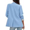 imagePRETTYGARDEN Blazers for Women 2025 Fall Work Office Suit Jackets Dressy Open Front Leopard Blazer Business Casual OutfitsSky Blue
