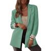 imagePRETTYGARDEN Blazers for Women 2025 Fall Work Office Suit Jackets Dressy Open Front Leopard Blazer Business Casual OutfitsLight Green