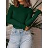 imagePRETTYGARDEN Womens Turtleneck Long Sleeve Shirts 2025 Fall Basic Tees Ribbed Fitted Tops Thermal Layering Knit Top ClothesDark Green