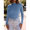 imagePRETTYGARDEN Womens Turtleneck Long Sleeve Shirts 2025 Fall Basic Tees Ribbed Fitted Tops Thermal Layering Knit Top ClothesGrey Blue