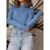 imagePRETTYGARDEN Womens Turtleneck Long Sleeve Shirts 2025 Fall Basic Tees Ribbed Fitted Tops Thermal Layering Knit Top ClothesGrey Blue