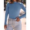 imagePRETTYGARDEN Womens Turtleneck Long Sleeve Shirts 2025 Fall Basic Tees Ribbed Fitted Tops Thermal Layering Knit Top ClothesGrey Blue