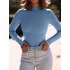 imagePRETTYGARDEN Womens Turtleneck Long Sleeve Shirts 2025 Fall Basic Tees Ribbed Fitted Tops Thermal Layering Knit Top ClothesGrey Blue