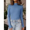 imagePRETTYGARDEN Womens Turtleneck Long Sleeve Shirts 2025 Fall Basic Tees Ribbed Fitted Tops Thermal Layering Knit Top ClothesGrey Blue
