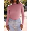 imagePRETTYGARDEN Womens Turtleneck Long Sleeve Shirts 2025 Fall Basic Tees Ribbed Fitted Tops Thermal Layering Knit Top ClothesPink