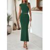 imagePRETTYGARDEN Skirt Sets Women 2 Piece Outfits Summer Outfits 2025 Going Out Crop Tops Long Maxi Skirts Beach Vacation ClothesDark Green
