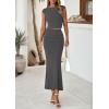 imagePRETTYGARDEN Skirt Sets Women 2 Piece Outfits Summer Outfits 2025 Going Out Crop Tops Long Maxi Skirts Beach Vacation ClothesGrey