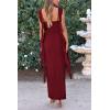 imagePRETTYGARDEN Womens 2025 Summer Wedding Guest Dress Sleeveless Ruffle Formal Cocktail Party Maxi Bodycon DressesDark Wine Red