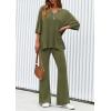 imagePRETTYGARDEN 2 Piece Lounge Sets for Women Summer 2025 Short Sleeve Tops Wide Leg Pants Matching Travel Outfits ClothingArmy Green