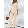 imagePRETTYGARDEN 2 Piece Lounge Sets for Women Summer 2025 Short Sleeve Tops Wide Leg Pants Matching Travel Outfits ClothingBeige