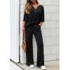 imagePRETTYGARDEN 2 Piece Lounge Sets for Women Summer 2025 Short Sleeve Tops Wide Leg Pants Matching Travel Outfits ClothingBlack