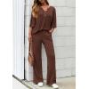 imagePRETTYGARDEN 2 Piece Lounge Sets for Women Summer 2025 Short Sleeve Tops Wide Leg Pants Matching Travel Outfits ClothingBrown