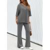 imagePRETTYGARDEN 2 Piece Lounge Sets for Women Summer 2025 Short Sleeve Tops Wide Leg Pants Matching Travel Outfits ClothingGrey