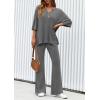 imagePRETTYGARDEN 2 Piece Lounge Sets for Women Summer 2025 Short Sleeve Tops Wide Leg Pants Matching Travel Outfits ClothingGrey