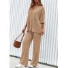 imagePRETTYGARDEN 2 Piece Lounge Sets for Women Summer 2025 Short Sleeve Tops Wide Leg Pants Matching Travel Outfits ClothingKhaki