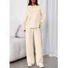 imagePRETTYGARDEN 2 Piece Sets For Women Fall Trendy Long Sleeve Sweatshirt Wide Leg Pants Loungewear Set Matching SweatsuitBeige